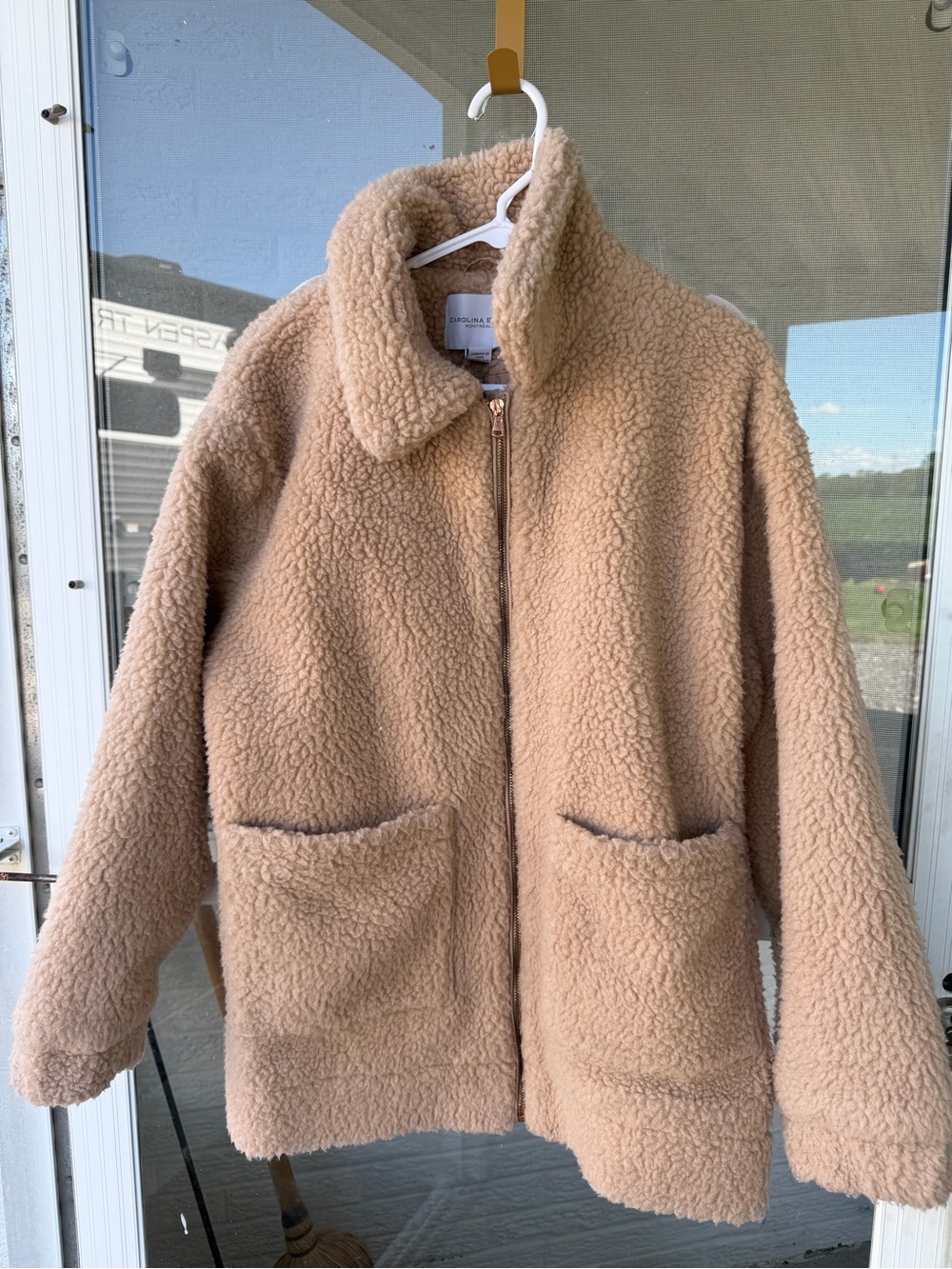 Carolina Belle Teddy Zip-Up Jacket in Camel